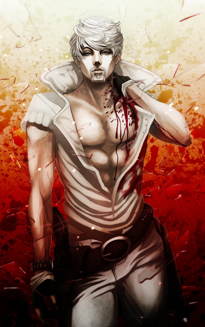 1boy bad_id bad_pixiv_id beard blood facial_hair hikitsu jojo_no_kimyou_na_bouken male_focus mustache ringo_roadagain solo steel_ball_run white_hair