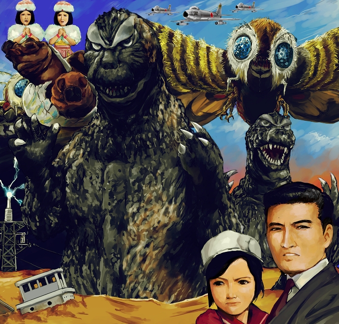 1boy 3girls aircraft airplane artificial_lightning_generator baby blue_eyes boat bug butterfly caterpillar coat day dinosaur directed-energy_weapon dirt egg electricity energy energy_weapon f-86 f-86_sabre f86f_saber_jet family fighter_jet fur_coat glowing godzilla godzilla_(series) hat hatching insect kaiju kamisimo_90 lightning military military_vehicle moth mother_and_child mothra mothra_(series) mothra_vs._godzilla multiple_girls nakanishi_junko parent_and_child power_lines sakai_ichiro shobijin siblings silkworm sisters toho transmission_tower twins watercraft wings worm