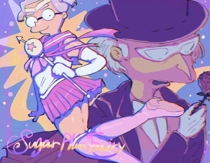 2boys bishoujo_senshi_sailor_moon cosplay crossover flower hat montgomery_burns multiple_boys parody rose skirt tagme the_simpsons torture0606 tuxedo_kamen_(cosplay) waylon_smithers