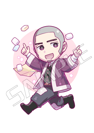 1boy :d arms_up belt belt_buckle black_boots black_vest boots buckle buzz_cut chibi collar collared_shirt commentary facial_hair full_body goatee golden_kamuy grey_hair grey_pants inputanimeoutput jacket long_sideburns looking_at_viewer lowres male_focus open_clothes open_mouth pants purple_jacket running sample_watermark shiraishi_yoshitake shirt short_hair sideburns smile solo transparent_background very_short_hair vest watermark white_shirt