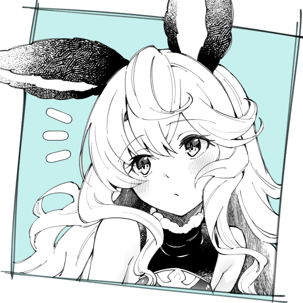 1girl animal_ears bare_shoulders ferry_(granblue_fantasy) granblue_fantasy head_tilt long_hair ma_ma_gobu partially_colored solo