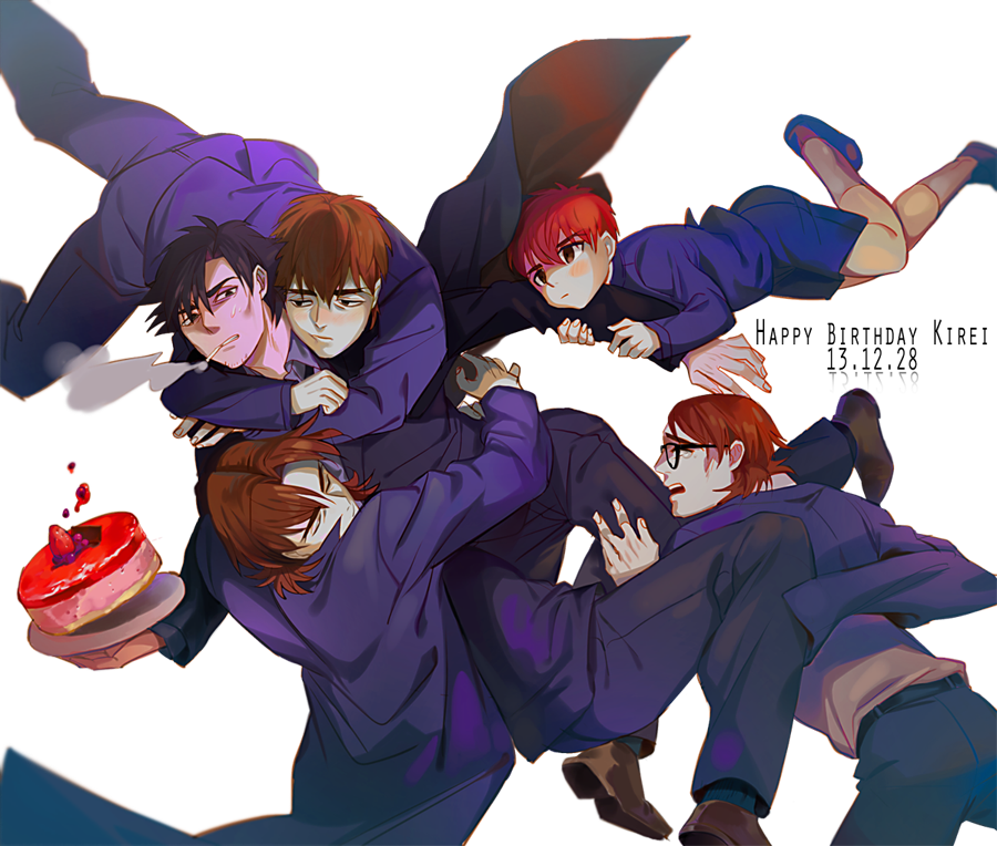 5boys bad_id bad_pixiv_id birthday black_hair brown_hair cake child emiya_kiritsugu fate/stay_night fate/tiger_colosseum fate/zero fate_(series) food glasses kotomine_kirei multiple_boys multiple_persona aged_up samel10 ssam_(samel10) aged_down
