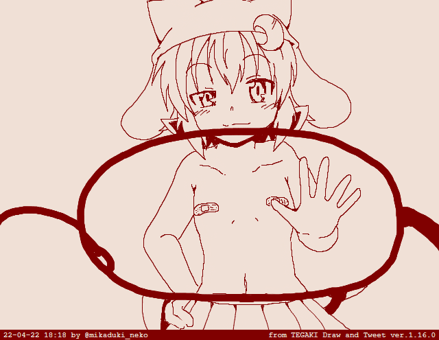1girl bandaid bandaids_on_nipples commentary_request crescent crescent_hair_ornament dated flat_chest glasses hair_ornament half-closed_eyes hand_on_own_hip hat mikazuki_neko mikazuki_neko_(character) monochrome navel original pasties pleated_skirt pov skirt smile solo_focus tegaki_draw_and_tweet twitter_username x-ray_glasses x-ray_vision
