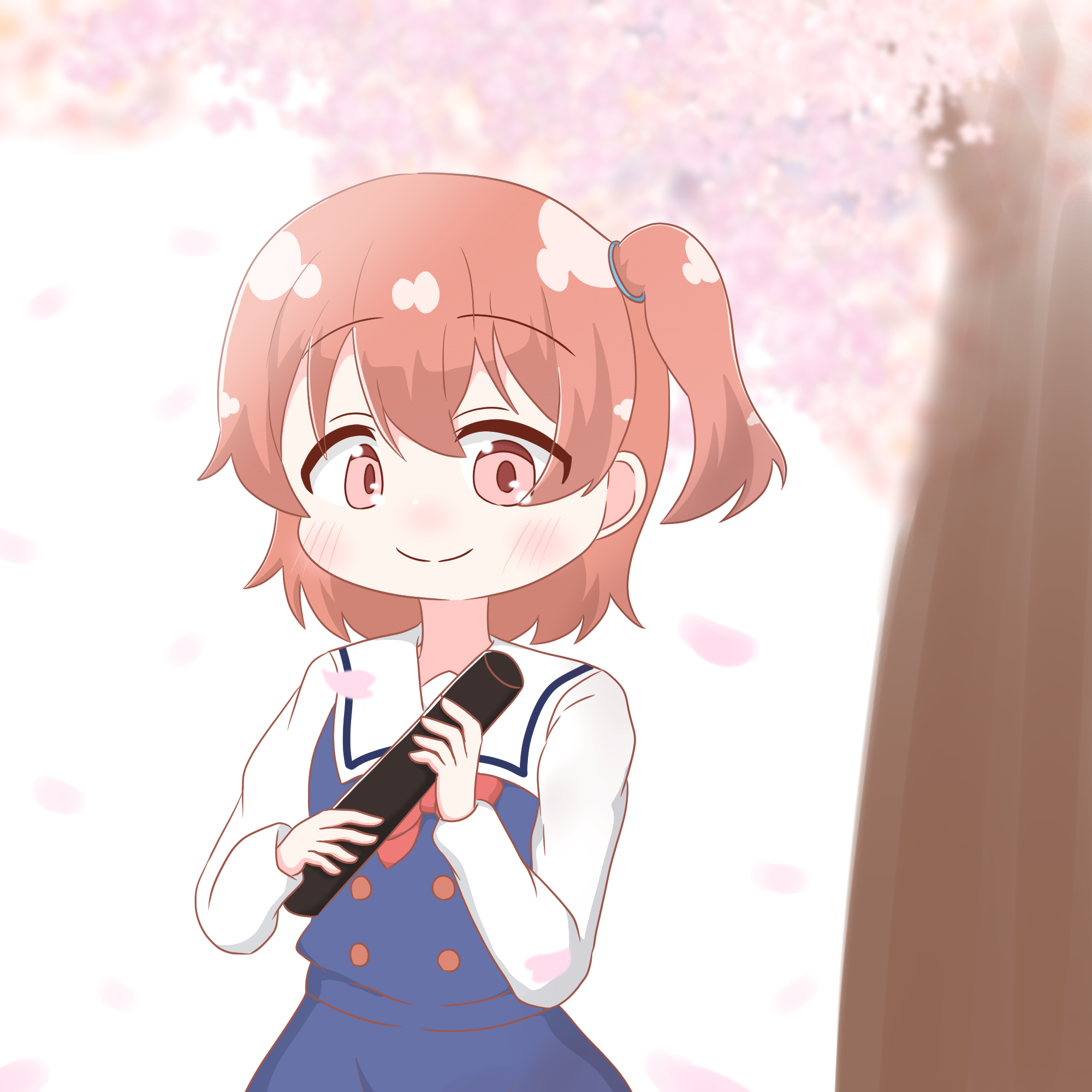 1girl brown_hair cherry_blossoms graduation highres hoshino_hinata side_ponytail watashi_ni_tenshi_ga_maiorita!