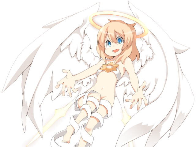 1girl angel angel_wings blonde_hair blue_eyes breasts feathered_wings frfr game_cg halo hexagram large_breasts lucifina_(mon-musu_quest!) mon-musu_quest! mon-musu_quest:_paradox naked_ribbon navel nose open_mouth outstretched_arms ribbon smile star_of_david thighs variant_set white_ribbon white_wings wings yellow_halo