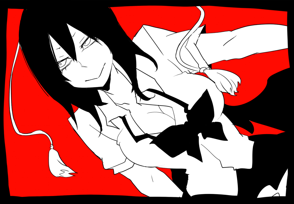 1girl black_hair breasts cleavage female_focus hat large_breasts looking_away looking_up rui_(hershe) shameimaru_aya smile solo tokin_hat touhou wings