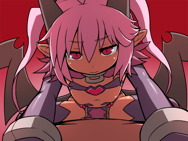 1boy 1girl demon_girl flat_chest game_cg nyxryuuna pink_hair protagonist_(sequel_series) rpg_maker_game sequel_(series) sequel_blight straddling