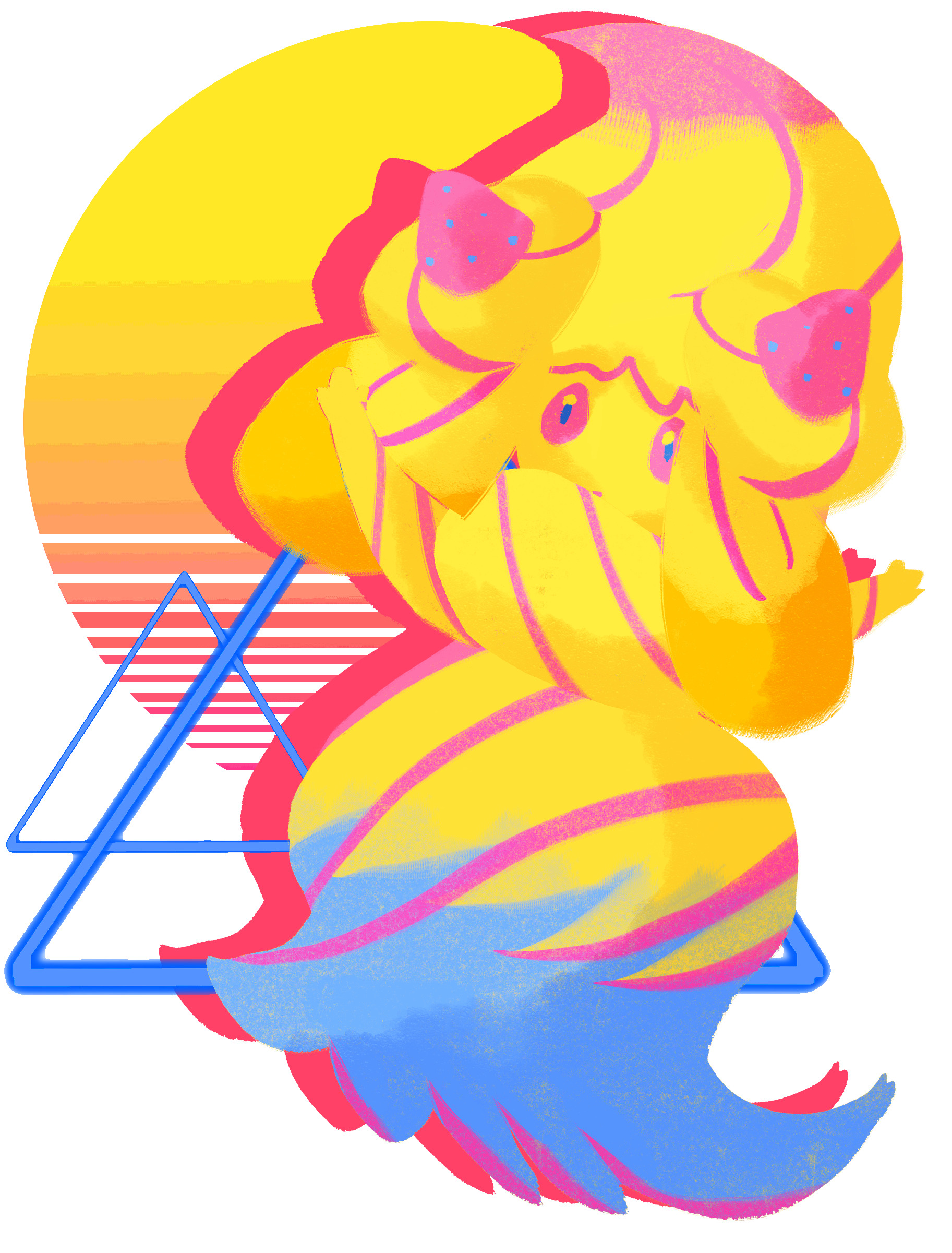 absurdres alcremie alcremie_(rainbow_swirl) alcremie_(strawberry_sweet) commentary creature english_commentary food fruit full_body gen_8_pokemon highres looking_at_viewer nintendo no_humans pokemon pokemon_(creature) purple_eyes ruderubicante simple_background solo strawberry white_background