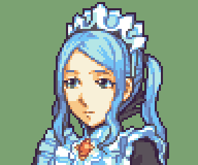 1girl blue_hair fire_emblem fire_emblem_fates flora_(fire_emblem) glaceo grey_eyes long_hair lowres maid maid_headdress nintendo pixel_art portrait solo twintails
