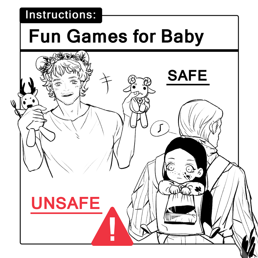 ! +++ 1girl 2boys animal_ear_hairband animal_ears animification baby_instructions_101_(meme) bag beard_stubble blood blood_on_clothes blood_on_face character_request child chinese_commentary commentary_request cropped_torso english_text expressionless eyelashes facial_hair fake_animal_ears flower freckles from_behind greyscale hairband hannibal_(tv_series) hannibal_lecter head_wreath holding holding_bag holding_stuffed_toy light_blush long_sleeves medium_hair meme messy_hair milrice monochrome mouse_ears multiple_boys musical_note mustache_stubble onesie outside_border plastic_bag rose shirt short_hair sign simple_background spoken_musical_note striped_clothes striped_shirt stubble stuffed_deer stuffed_goat stuffed_toy t-shirt thick_eyebrows upper_body warning_sign white_background will_graham