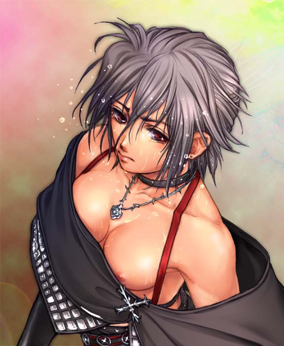 00s 1girl bare_shoulders breasts downblouse female_focus final_fantasy final_fantasy_x final_fantasy_x-2 from_above nipple_slip nipples no_bra paine paine_(ff10) solo square_enix wet yoko_juusuke