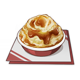 artist_request bowl commentary english_commentary food food_focus game_cg genshin_impact gravy lowres mashed_potatoes napkin no_humans official_art simple_background still_life third-party_source transparent_background