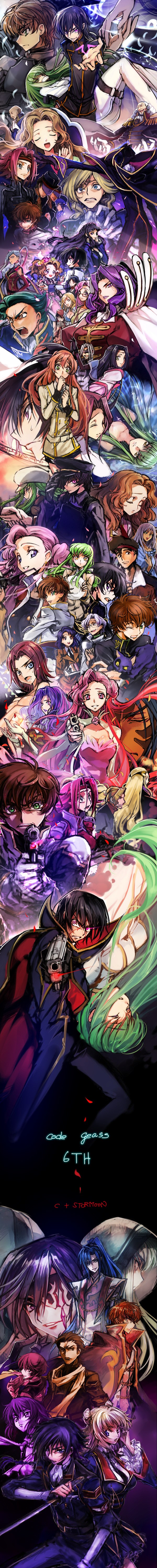 6+boys 6+girls absurdres bartley_asprius braid breasts c.c. c_(rahit) cecile_croomy charles_zi_britannia cleavage clovis_la_britannia code_geass code_geass:_boukoku_no_akito cornelia_li_britannia creayus dark_skin diethard_ried euphemia_li_britannia everyone eyepatch highres holding holding_sword holding_weapon hyuuga_akito jeremiah_gottwald kousaka_ayano kouzuki_kallen kururugi_suzaku large_breasts leila_malcal lelouch_vi_britannia lloyd_asplund long_hair long_image mao_(code_geass) marianne_vi_britannia milly_ashford multiple_boys multiple_girls naruse_yukiya nina_einstein nunnally_vi_britannia official_style ohgi_kaname order_of_the_black_knights_uniform ponytail rivalz_cardemonde sayama_ryou shin_hyuuga_shaingu shirley_fenette small_breasts sumeragi_kaguya sword tall_image twin_braids v.v. very_long_hair villetta_nu weapon