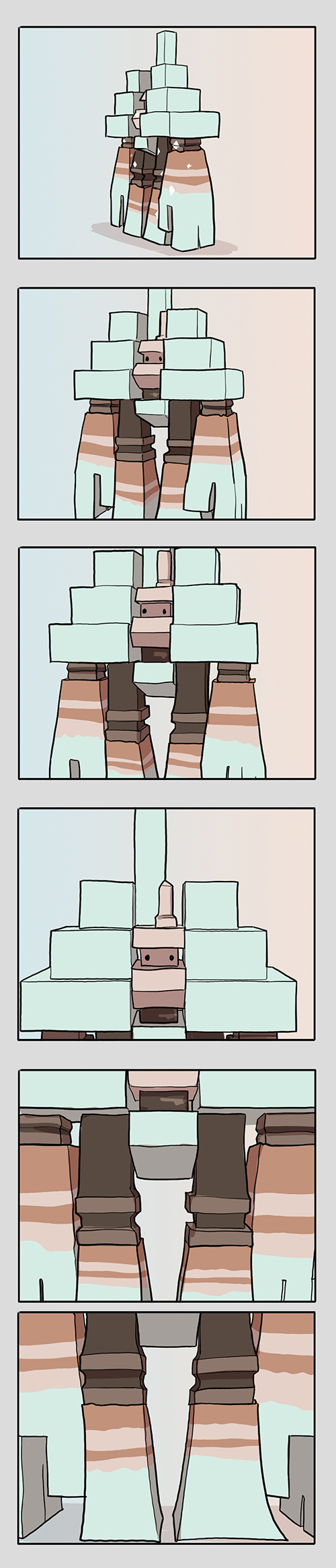 6koma arms_at_sides black_eyes border comic commentary_request garganacl grey_border highres long_image nintendo no_humans pokemon pokemon_(creature) satou_yuka standing tall_image