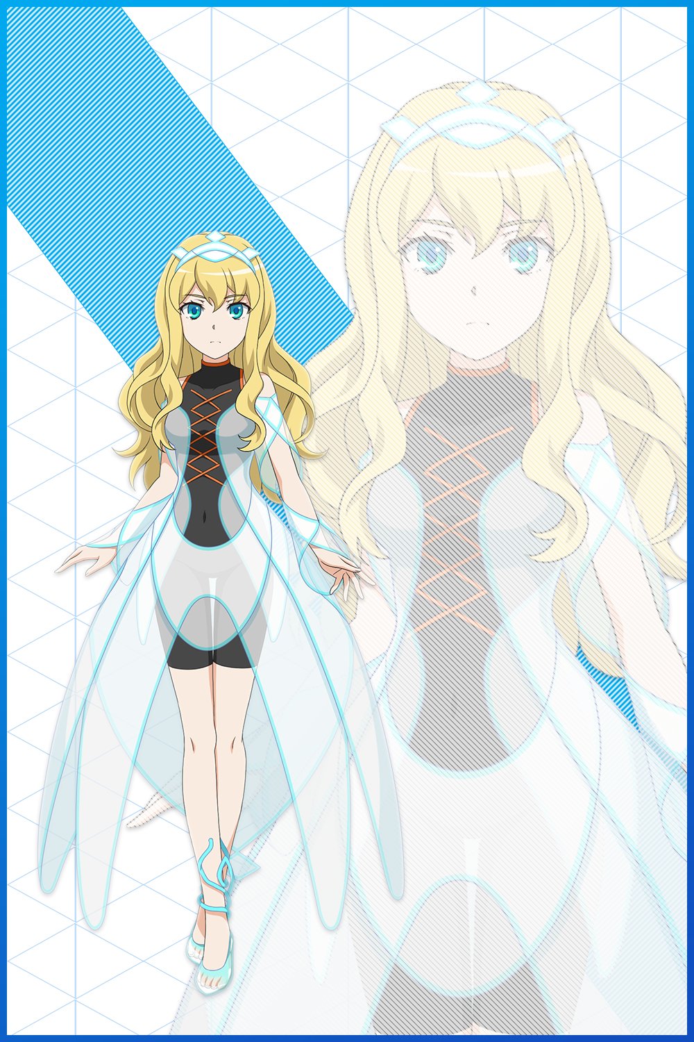1girl blonde_hair cendrillon_(toaru_majutsu_no_index) dress dress_shirt glass_slipper green_eyes green_hairband hairband highres long_hair looking_at_viewer navel see-through_clothes see-through_dress see-through_hair_ornament shirt skin_tight skinsuit toaru_majutsu_no_index toaru_majutsu_no_index:_imaginary_fest toaru_majutsu_no_index:_new_testament