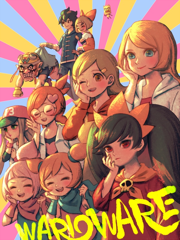 13-amp 3boys 5-volt 6+girls ana_(warioware) ashley_(warioware) bellhenge black_hair bow brown_hair child facial_hair fronk glasses hair_bow kat_(warioware) long_hair lulu_(warioware) mona_(warioware) multiple_boys multiple_girls mustache nintendo one_eye_closed orange_hair penny_crygor title twintails wario warioware young_cricket
