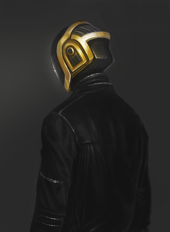 1boy black_background daft_punk from_behind guy_manuel_de_homem-christo helmet jacket male_focus sin_gun_woo solo upper_body