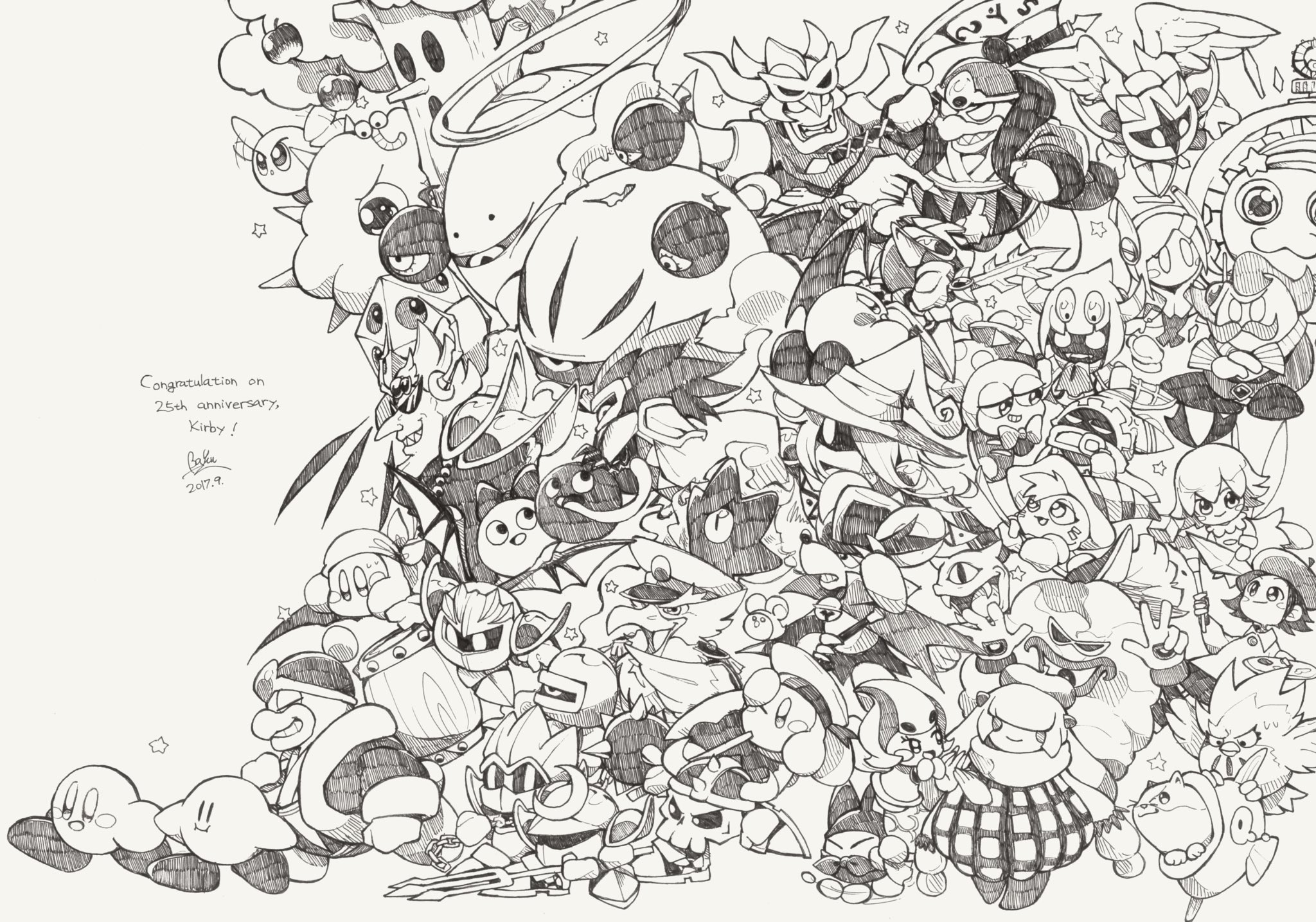 2boys 6+girls :o absolutely_everyone adeleine afterimage angel_wings animal animal_ears animal_hands anniversary annoyed apple armor ascot axe_knight_(kirby) bag baku_(baku325) bandaid bandaid_on_head bandana bandana_waddle_dee beak beanie belt_buckle belt_collar beret bird black_sclera blush_stickers boots bronto_burt brooch broom broom_riding buckle buttons cape captain_vul carrying_over_shoulder character_name chuchu_(kirby) claws claycia clenched_hand closed_eyes closed_mouth clothed_animal collar collared_cloak collared_dress collared_shirt colored_sclera commentary_request coo_(kirby) covered_mouth crystal dark_crafter dark_matter_(kirby) dark_matter_blade dark_meta_knight dark_mind dark_nebula daroach dated demon_wings disembodied_hand drawcia dress dual_persona ear_covers elline_(kirby) english_text everyone expressionless extra_eyes facial_hair fairy fairy_wings father_and_daughter fish flying food fruit fur-trimmed_robe fur-trimmed_sleeves fur_trim galacta_knight galaxia_(sword) gear_print gloves gooey_(kirby) greyscale grin gryll_(kirby) hair_over_eyes hair_ribbon hairband halo hammer hamster hand_on_hand hand_on_own_head hat hawk helmet high_collar highres holding holding_bag holding_crystal holding_hammer holding_hands holding_javelin holding_mace holding_paint_palette holding_paintbrush holding_polearm holding_sword holding_weapon horns huge_weapon japanese_clothes javelin_knight jester_cap jewelry kimono kine_(kirby) king_d-mind king_dedede kirby kirby_(series) kracko long_hair long_skirt long_sleeves long_tongue mace mace_knight magolor marx_(kirby) mask max_profitt_haltmann meta_knight military_hat miniskirt miracle_matter monochrome motion_lines mouse_(animal) multiple_boys multiple_girls mustache necklace nervous_sweating nightmare_(kirby) nintendo no_mouth one-eyed one_eye_closed open_mouth over_shoulder owl paint_palette paintbrush pauldrons pencil_skirt plaid_clothes plaid_dress pointing pointing_at_another pointy_footwear pointy_nose polearm polka_dot_headwear pom_pom_(clothes) pom_pom_beanie ribbon ribbon_(kirby) rick_(kirby) robe sabaton sailor_hat sailor_waddle_dee sarashi scarf scarfy shadow_kirby sharp_teeth shirt shooting_star_(symbol) short_hair shoulder_armor signature sitting skirt smile socks solid_eyes solid_oval_eyes spider_web_print spiked_hair spikes spread_wings squeak_(kirby) star_(symbol) star_dream straight_hair striped_clothes striped_headwear sunglasses susie_(kirby) sweat sword tac_(kirby) taranza tearing_up teeth thick_eyebrows tongue top_hat traditional_halo traditional_media tree triangle_print triangular_eyewear trident trident_knight two-tone_headwear v-shaped_eyes very_long_hair walking weapon weapon_over_shoulder whispy_woods wide-eyed wings witch_hat worm wrist_cuffs zero_(kirby) zero_two_(kirby)