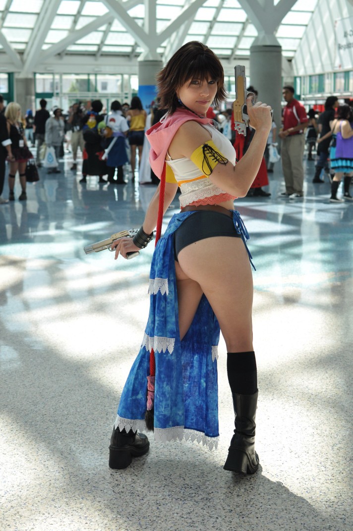 ass boots brown_hair cosplay final_fantasy final_fantasy_x final_fantasy_x-2 gun jsica_(cosplay_deviants) photo_(medium) platform_boots weapon yuna