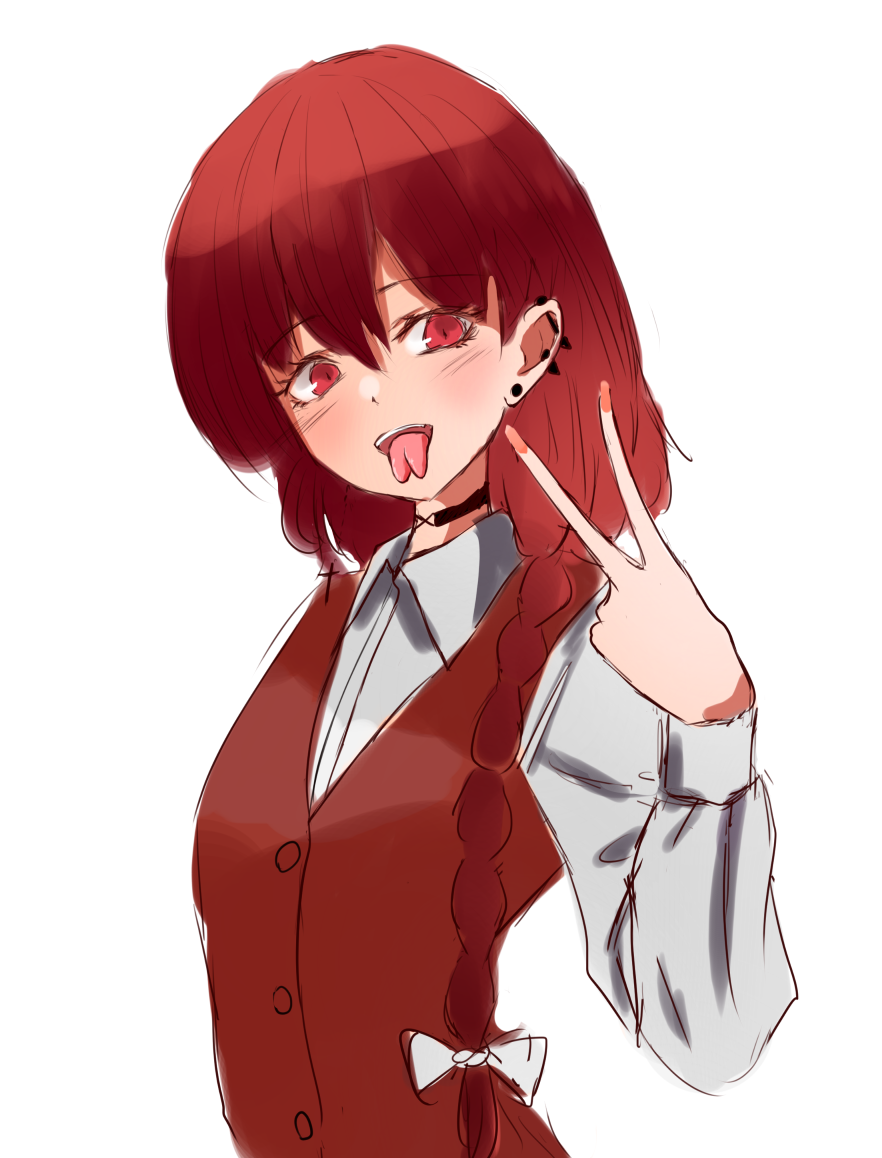 artist_request forked_tongue okazaki_yumemi piercing red_hair tagme tongue touhou v