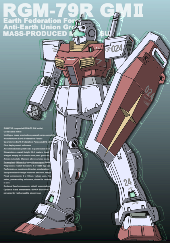 gm_ii gundam joy_(cyber_x_heaven) mecha no_humans robot shield zeta_gundam