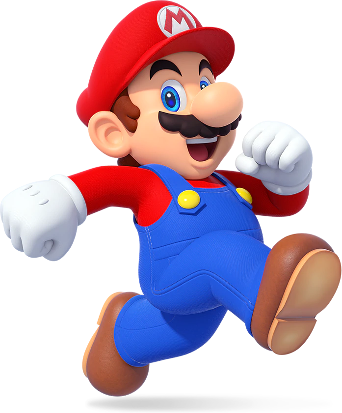 1boy 3d arms_up big_nose blue_eyes blue_overalls brown_hair brown_shoes buttons cabbie_hat clenched_hands clothes_writing facial_hair full_body gloves happy hat jumping leg_up long_sleeves looking_at_viewer male_focus mario mario_&amp;_sonic_(series) mario_&amp;_sonic_at_the_tokyo_2020_olympic_games mario_(series) mustache nintendo official_art open_mouth overalls red_hat red_shirt running shirt shoes short_hair simple_background smile solo teeth third-party_source transparent_background white_gloves