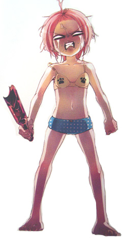 00s angry bikini kuzuryuu_momoko lowres paw_print pink_hair sumomomo_momomo swimsuit tears