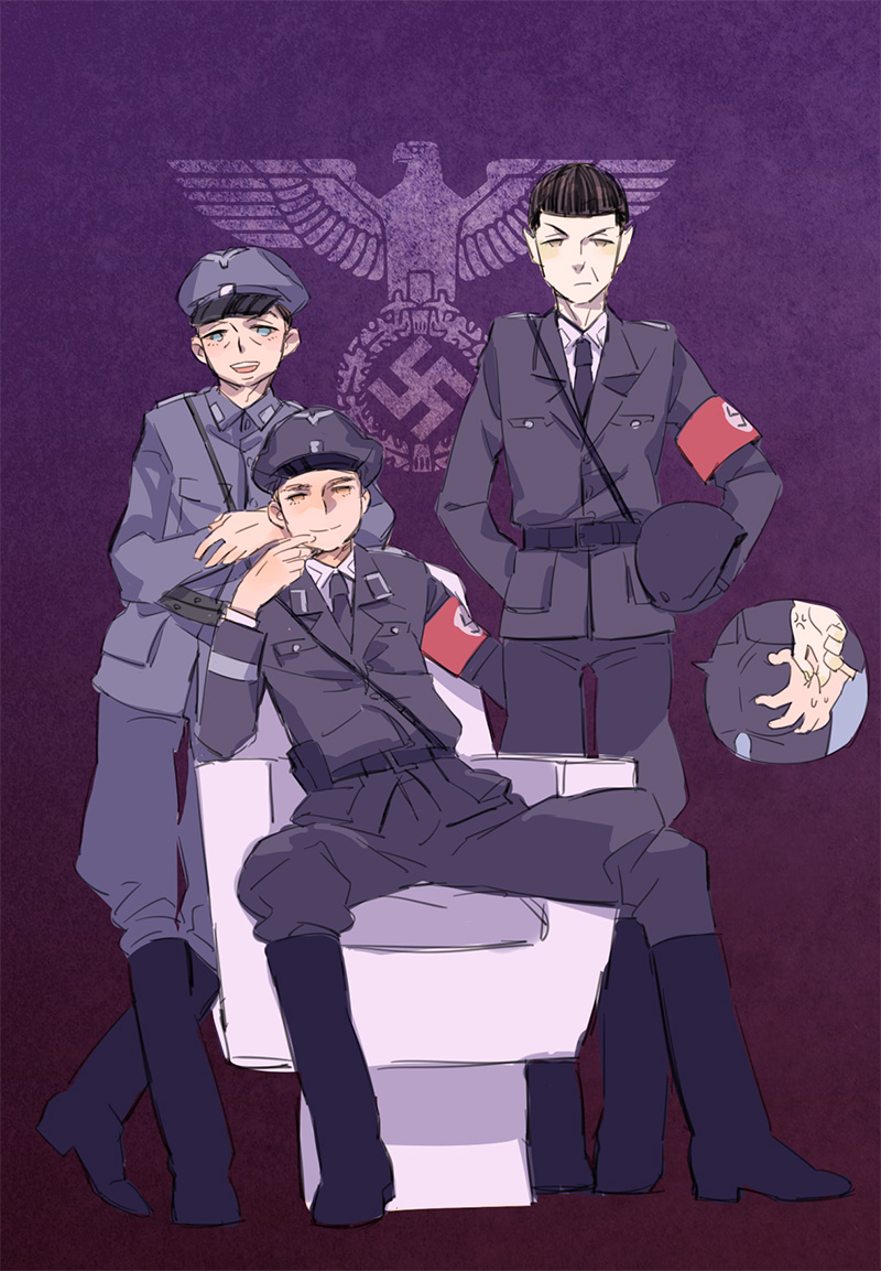 3boys ass_grab boots james_tiberius_kirk leonard_mccoy multiple_boys nazi spock star_trek tagme yaoi