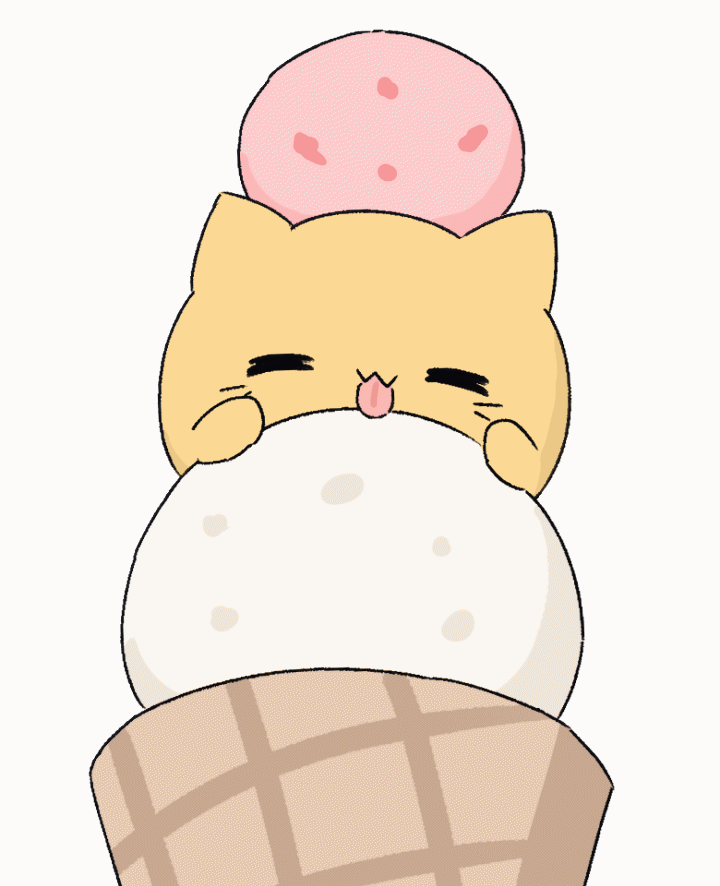 animal_focus animated animated_gif blob_(google) cat chibi commentary_request food food_focus ice_cream ice_cream_cone licking original simple_background triple_scoop umihio white_background
