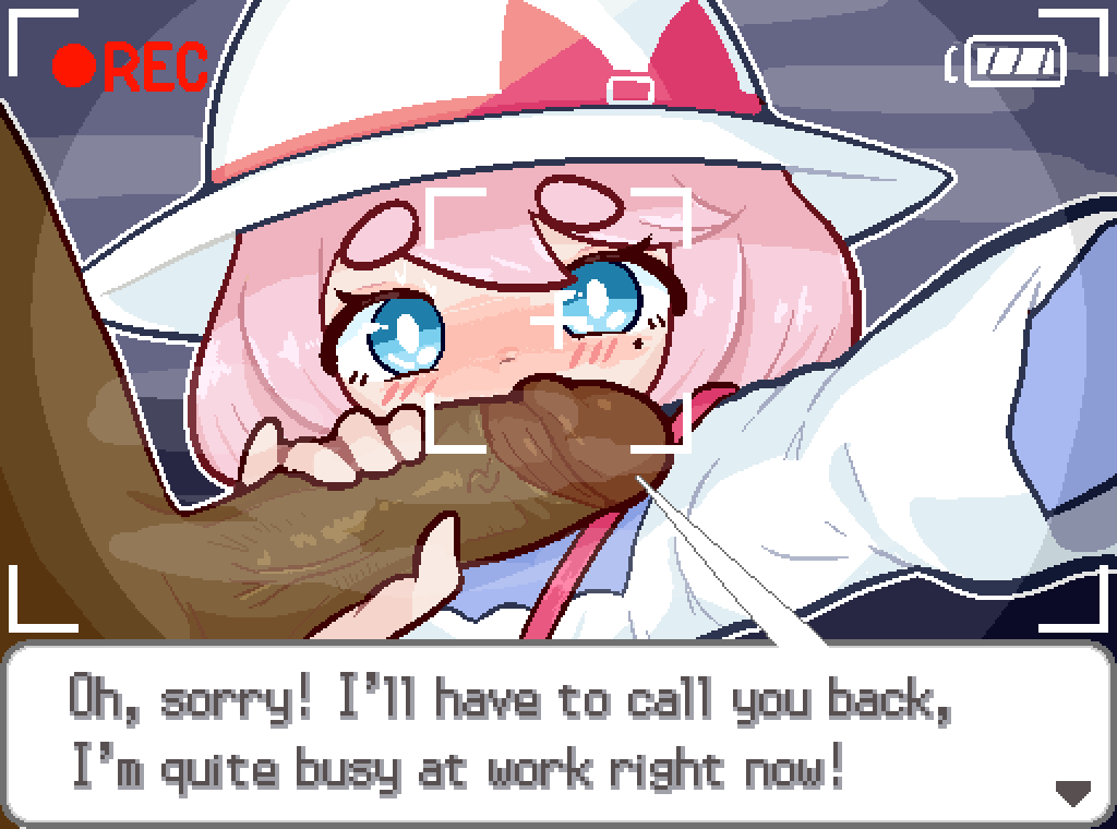 1boy 1girl age_difference blue_eyes blush calamity33 dark-skinned_male dark_skin dialogue_box english_text hat loli looking_at_viewer mole mole_under_eye penis penis_on_face pink_hair pokemon pokemon_bw2 reaching reaching_towards_viewer recording short_eyebrows short_hair solo_focus thick_eyebrows uncensored veins veiny_penis viewfinder white_hat yancy_(pokemon)