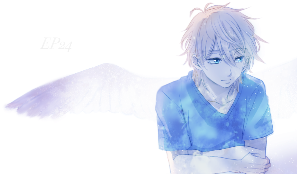 10s 1boy aldnoah.zero blue_eyes gradient_background jewelry male_focus necklace rikka_takashi short_hair silver_hair slaine_troyard solo upper_body white_background wings