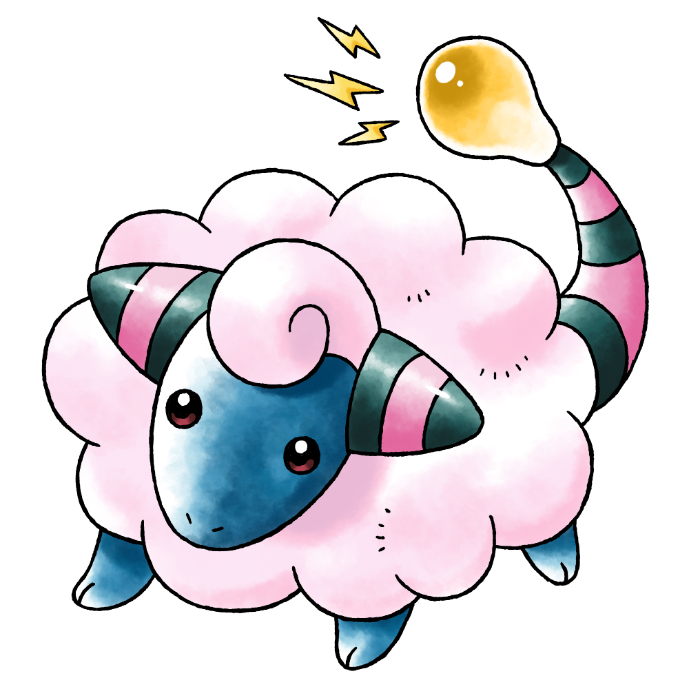 black_horns black_tail derivative_work expressionless full_body gen_2_pokemon horns light_bulb lightning_bolt_symbol looking_ahead mareep multicolored_horns nintendo no_humans no_mouth nostrils official_style orange_eyes pachimee pink_fur pink_horns pink_tail pokemon pokemon_(creature) pokemon_focus pokemon_gsc_(prototype) prototype_design raciebeep sheep side_horns simple_background solo standing striped_horns striped_tail sugimori_ken_(style) tachi-e tail transparent_background two-tone_horns two-tone_tail watercolor_effect