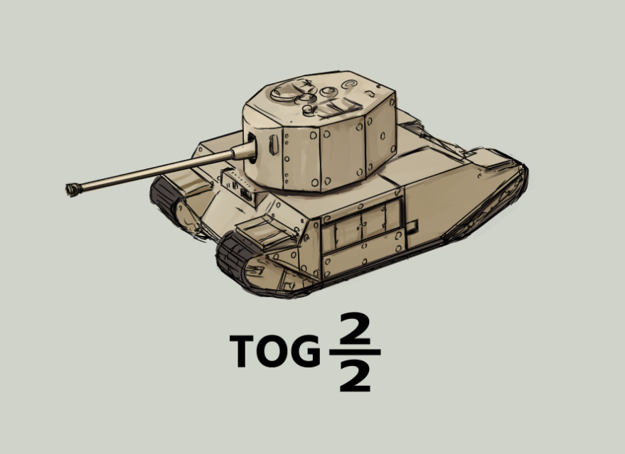 alternate_design cannon caterpillar_tracks grey_background no_humans original rokubotei_ayagiri tank_turret tog_ii vehicle_focus vehicle_name
