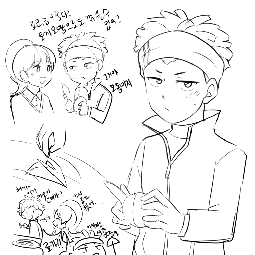 2boys bandana blush closed_eyes cooking digimon hinata_minoru looking_at_viewer multiple_boys shibuya_aoi short_hair tominaga_ryo