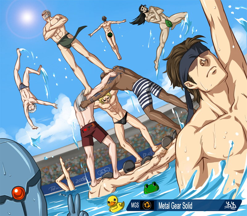 6+boys big_boss black_fundoshi black_male_swimwear black_swim_briefs blue_male_swimwear blue_swim_trunks brown_male_swimwear brown_swim_trunks bulge censored cyborg fundoshi gray_fox hal_emmerich heart japanese_clothes kuren leaf leaf_censor liquid_snake male_focus male_swimwear metal_gear_(series) metal_gear_solid metal_gear_solid_2:_sons_of_liberty metal_gear_solid_4:_guns_of_the_patriots multicolored_male_swimwear multicolored_swim_trunks multicolored_swimsuit multiple_boys parody print_male_swimwear print_swim_briefs print_swim_trunks print_swimsuit psycho_mantis raiden_(metal_gear) revolver_ocelot rubber_duck solid_snake solidus_snake striped_male_swimwear striped_swim_trunks swim_briefs swim_trunks swimsuit vamp_(metal_gear) vulcan_raven white_male_swimwear white_swim_trunks