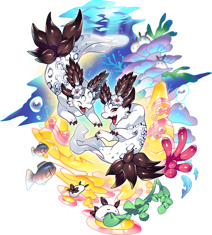 animal_focus baba_(dragon_village) baba_(sea_rabbit)_(dragon_village) baba_(undead)_(dragon_village) bubble claws coral dragon dragon_village_(series) dragon_village_collection faux_figurine fish game_cg horns no_humans official_art open_mouth red_eyes sea_bunny sea_slug tail third-party_source transparent_background underwater