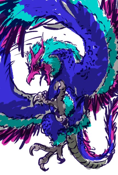 artist_request bird creature digimon digimon_(creature) fangs flying looking_to_the_side monster no_humans ornismon simple_background tail upper_body wings