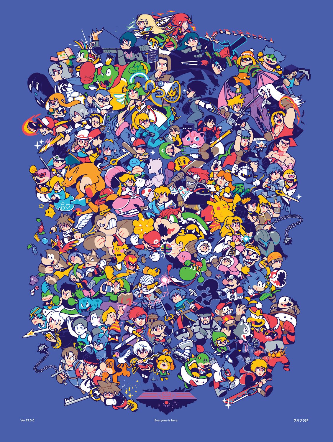 6+boys 6+girls absolutely_everyone alex_(minecraft) alph_(pikmin) amamiya_ren animal_crossing arsene_(persona_5) banjo-kazooie banjo_(banjo-kazooie) baseball_bat bayonetta bayonetta_(series) bayonetta_2 beard blue_background blue_overalls bow_(weapon) bowser bowser_jr. byronb captain_falcon castlevania:_rondo_of_blood castlevania_(series) charizard chrom_(fire_emblem) cloud_strife corrin_(female)_(fire_emblem) corrin_(fire_emblem) corrin_(male)_(fire_emblem) dark_pit dark_samus deku_shield diddy_kong dog_(duck_hunt) donkey_kong donkey_kong_(series) donkey_kong_country dr._mario dr._mario_(game) dragon_quest dragon_quest_iii dragon_quest_iv dragon_quest_viii dragon_quest_xi duck_(duck_hunt) duck_hunt everyone f-zero facial_hair falco_lombardi family_computer_robot fatal_fury female_byleth_(fire_emblem) female_robin_(fire_emblem) final_destination_(smash_bros) final_fantasy final_fantasy_vii fire fire_emblem fire_emblem:_path_of_radiance fire_emblem:_shadow_dragon_and_the_blade_of_light fire_emblem:_the_binding_blade fire_emblem:_three_houses fire_emblem_awakening fire_emblem_fates flame-tipped_tail fox_mccloud game_&_watch ganondorf gen_1_pokemon gen_2_pokemon gen_4_pokemon gen_6_pokemon gen_7_pokemon greninja headband hero_(dq11) hero_(dq4) hero_(dq8) highres holding holding_baseball_bat holding_bow_(weapon) holding_weapon hylian_shield ice_climber iggy_koopa ike_(fire_emblem) incineroar inkling inkling_boy inkling_girl inkling_player_character isabelle_(animal_crossing) ivysaur jigglypuff junior_clown_car kazooie_(banjo-kazooie) ken_masters kid_icarus kid_icarus_uprising king_dedede king_k._rool kingdom_hearts kirby kirby_(series) koopalings larry_koopa leaf leaf_(pokemon) legendary_pokemon lemmy_koopa link little_mac lucario lucina_(fire_emblem) ludwig_von_koopa luigi male_byleth_(fire_emblem) male_robin_(fire_emblem) mario mario_(series) marth_(fire_emblem) masamune_(ff7) mask mega_man_(character) mega_man_(classic) mega_man_(series) meta_knight metal_gear_(series) metal_gear_solid metroid metroid_prime mewtwo mii_(nintendo) mii_brawler mii_gunner mii_swordfighter minecraft mishima_kazuya morton_koopa_jr. mr._game_&_watch multiple_boys multiple_girls mythra_(xenoblade) nana_(ice_climber) nintendo olimar overalls pac-man pac-man_(game) palutena persona persona_5 pichu pikachu pikmin_(creature) pikmin_(series) piranha_plant pit_(kid_icarus) pokemon pokemon_(creature) pokemon_frlg popo_(ice_climber) princess_daisy princess_peach princess_zelda punch-out!! pyra_(xenoblade) red_(pokemon) richter_belmont ridley rosalina roto_(dq3) roy_(fire_emblem) roy_koopa ryu_(street_fighter) samus_aran sephiroth sheik shield shulk_(xenoblade) simon_belmont simple_background solid_snake sonic_(series) sonic_the_hedgehog sora_(kingdom_hearts) splatoon_(series) squirtle star_fox steve_(minecraft) street_fighter super_mario_galaxy super_smash_bros. tail tekken terry_bogard the_legend_of_zelda the_legend_of_zelda:_a_link_to_the_past the_legend_of_zelda:_breath_of_the_wild the_legend_of_zelda:_ocarina_of_time the_legend_of_zelda:_the_wind_waker toad_(mario) toon_link varia_suit villager_(animal_crossing) wario warioware weapon wendy_o._koopa wii_fit wii_fit_trainer wii_fit_trainer_(female) wii_fit_trainer_(male) wolf_o'donnell wooden_shield xenoblade_chronicles_(series) xenoblade_chronicles_1 xenoblade_chronicles_2 yoshi young_link zero_suit