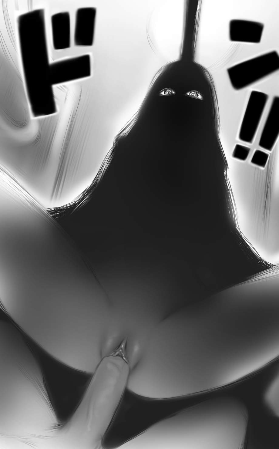 1boy 1girl greyscale hetero highres imu_(one_piece) monochrome one_piece penis ringed_eyes sex shpo vaginal