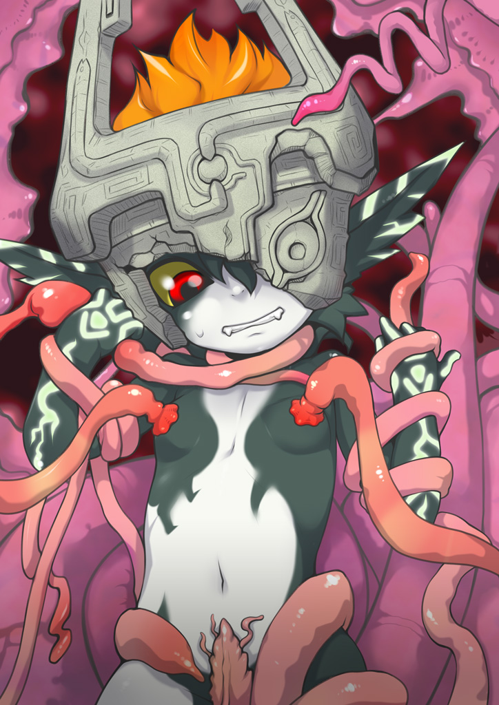 1girl breast_sucking female_focus j7w midna nintendo nude solo tentacles the_legend_of_zelda the_legend_of_zelda:_twilight_princess
