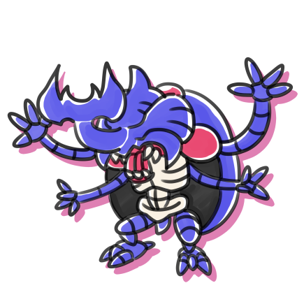 atlurkabuterimon atlurkabuterimon_(blue) claws digimon digimon_(creature) exoskeleton horns sharp_teeth solo teeth