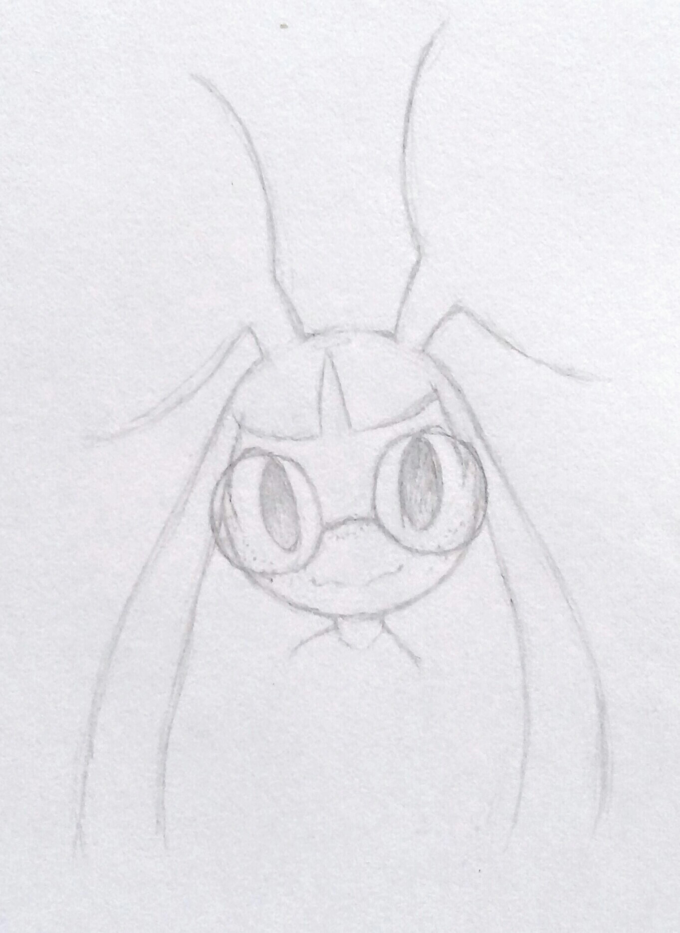 1girl closed_mouth female_focus freckles gen_3_pokemon glasses greyscale long_hair mawaifu mawile mega_mawile mega_pokemon monochrome nintendo pokemon pokemon_(creature) portrait round_eyewear sidelocks simple_background sketch solo straight-on traditional_media twintails white_background