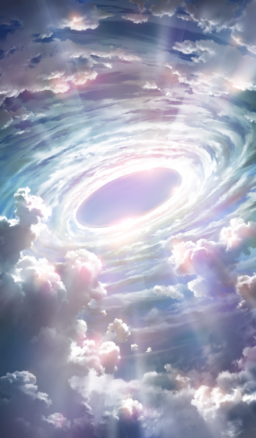 blue_sky cloud commentary fate/grand_order fate_(series) lasengle light_rays no_humans official_art sky sky_focus still_life sunlight swirl third-party_source
