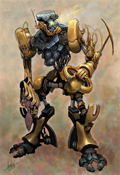 2013 cross-shaped_pupils doraemon full_body glowing glowing_eyes gonsuke ittoku_art mechanical_arms no_humans realistic robot signature symbol-shaped_pupils yellow_eyes