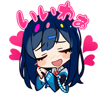 1girl :d black_jacket blue_hair blush bow bowtie chibi closed_eyes collared_shirt cropped_torso denonbu facing_viewer hair_ornament hairpin hands_up heart jacket kurumitsu long_hair long_sleeves lowres official_art open_clothes open_jacket open_mouth own_hands_together red_bow red_bowtie shinonome_kazune shirt smile solo translation_request transparent_background upper_body white_shirt