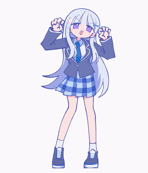 1girl animated animated_gif ayatsuno_yuni full_body hair_ornament hairclip long_hair odayaka purple_eyes school_uniform solo standing very_long_hair virtual_youtuber