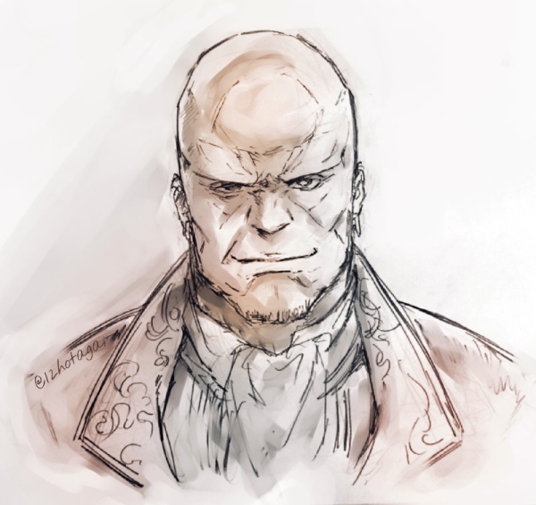 1boy aristocratic_clothes ascot bald facial_hair fire_emblem fire_emblem_fates hans_(fire_emblem) hotate_rayan looking_at_viewer male_focus nintendo portrait smile