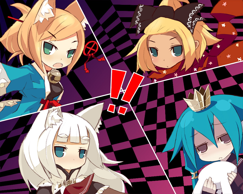 4girls 7th_dragon 7th_dragon_(series) all-out_attack atlus bad_id bad_pixiv_id ccru cut-in forehead hatch_(7th_dragon) high_ponytail ikurakun_(7th_dragon) mage_(7th_dragon) momomeno_(7th_dragon) multiple_girls namuna_(7th_dragon) parody persona persona_4 ponytail princess_(7th_dragon) rogue_(7th_dragon) samurai_(7th_dragon)