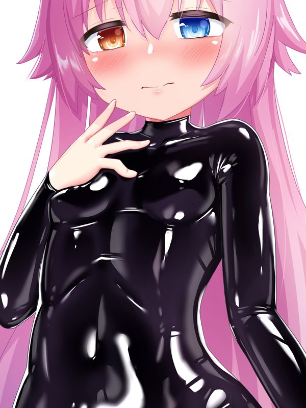 1girl antenna_hair black_suit blue_archive bodysuit breasts formal_clothes halo hoshino_(blue_archive) latex long_hair naka_(cheeseyeast) pink_hair small_breasts solo suit