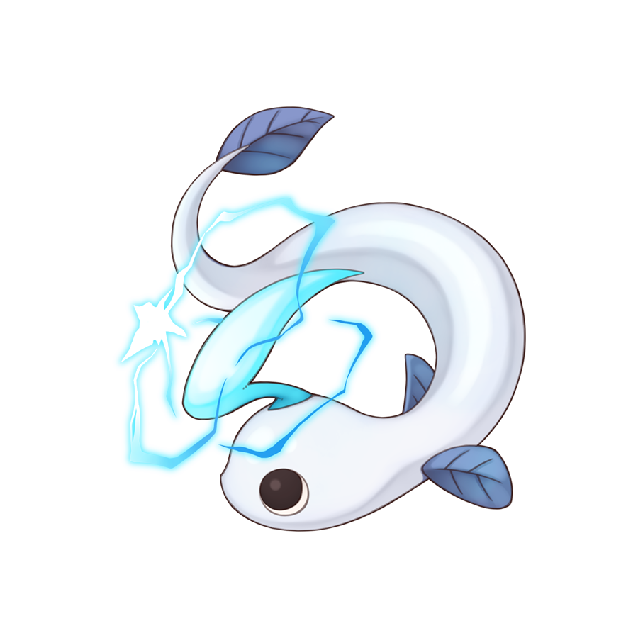 blue_horns chibi chibi_only eel full_body horns lightning official_art ragnarok_online simple_background single_horn solo sropho transparent_background yuichirou